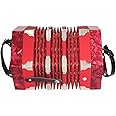 Btuty Accordion Acordeon Concertina Accordion Instrument Acordion 20-Button 40-Reed Anglo Style with Carrying Bag (Red)