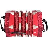 Btuty Concertina 20 Buttons 40-Reed Anglo Style Accordion for Adults Professional Accordion for Beginners Adjustable Hand Strap Musical Instrument With Carrying Bag (Red)