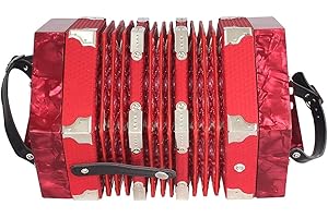 Btuty Concertina 20 Buttons 40-Reed Anglo Style Accordion for Adults Professional Accordion for Beginners Adjustable Hand Strap Musical Instrument With Carrying Bag (Red)