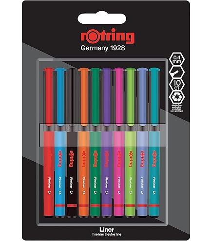 Amazon.com : rOtring Tikky Fine Liner Fiber Tip Graphic Pen
