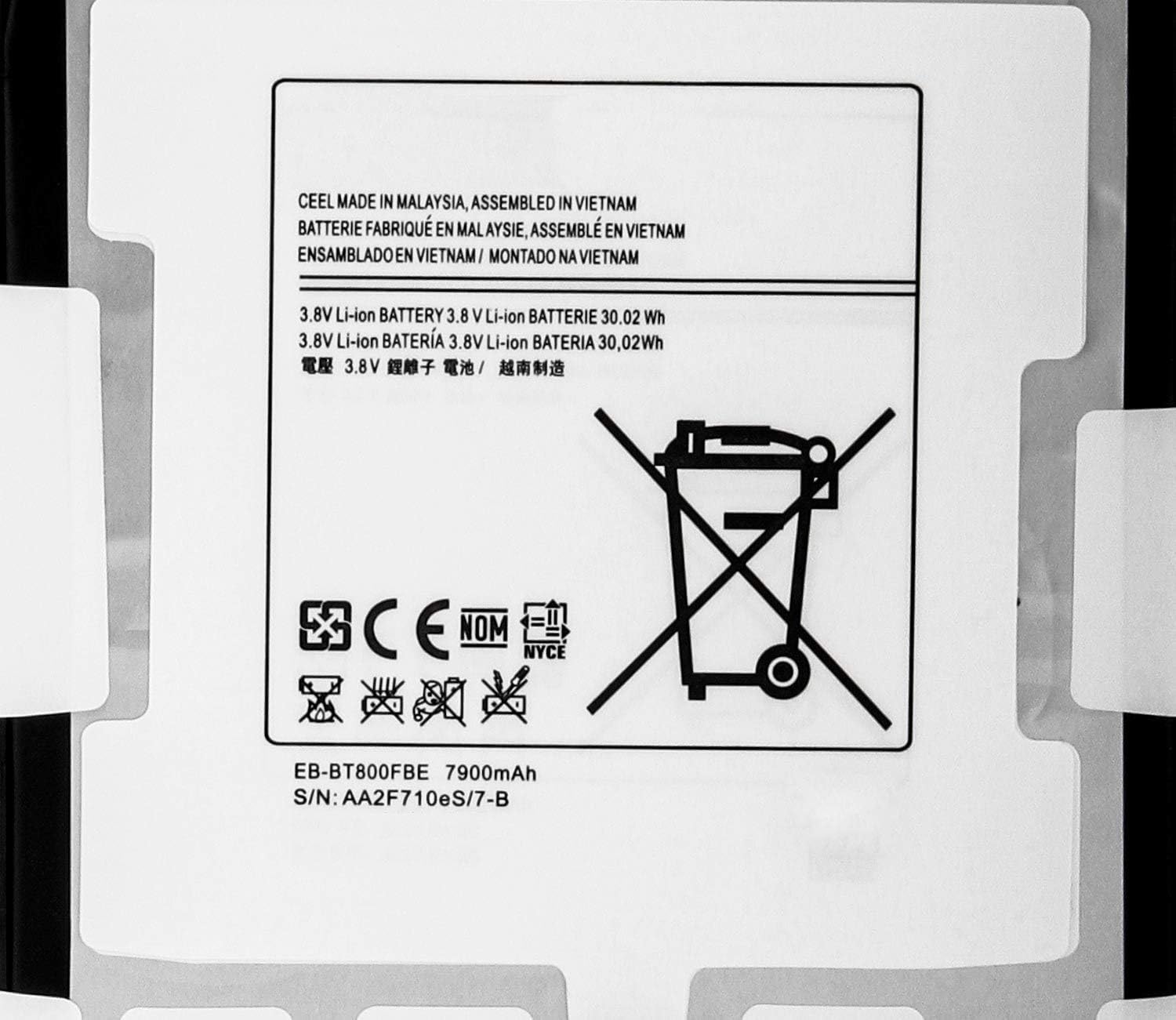 EB-BT800FBU EB-BT800FBC Tablet Battery Replacement for Samsung Galaxy Tab S 10.5 SM-T800 SM-T801 SM-T805 SM-T805C SM-T805W T805Y T805M SM-T807 SM-T807A SM-T807P SM-T807V T807T(3.8V 7900mAh) - Image 5