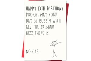 IDU Funny 13th Birthday Card for Boys Girls,13 Year Old Birthday Gifts & Decorations for Son Daughter Nephew Niece,Hilarious 13th Birthday Card for Teenagers with Gen Z Slang Meme-Inspired Design
