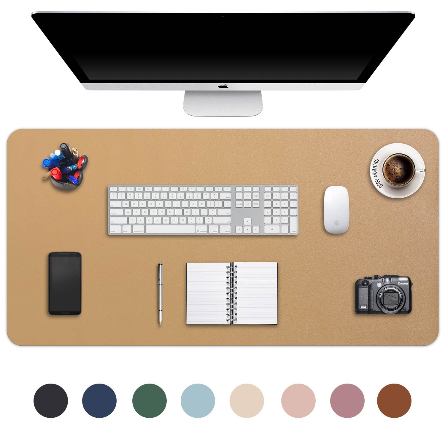 Desk Pad Large Extended Mouse Mat Large Mouse Pad XXL 90 x 43 cm, DOBAOJIA Desk Blotter Writing Pad for Laptop/Office/Home, PU Leather Side Waterproof +Suede Side Non-Slip 35.4" X 16.9" (Kakhi)