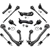 Detroit Axle - 12pc Front Upper Control Arms w/Ball Joints, Inner Outer Tie Rods, Idler Arm & Pitman Arm Kit for 1999-2006 Ca