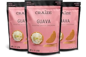 Craize Guava Crisps | Gluten Free, Vegan, Kosher, Toasted Corn Crackers | 3 pack, 4 oz each