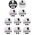 Brosash Team Groom Buttons - (1) Groom Button, (1) Best Man Button & (8) Team Groom Buttons | Bachelor Party Favors Supplies Decorations Men Favor Kit Gifts Bridal Pin Wedding Set Bride Groomsmen Gift