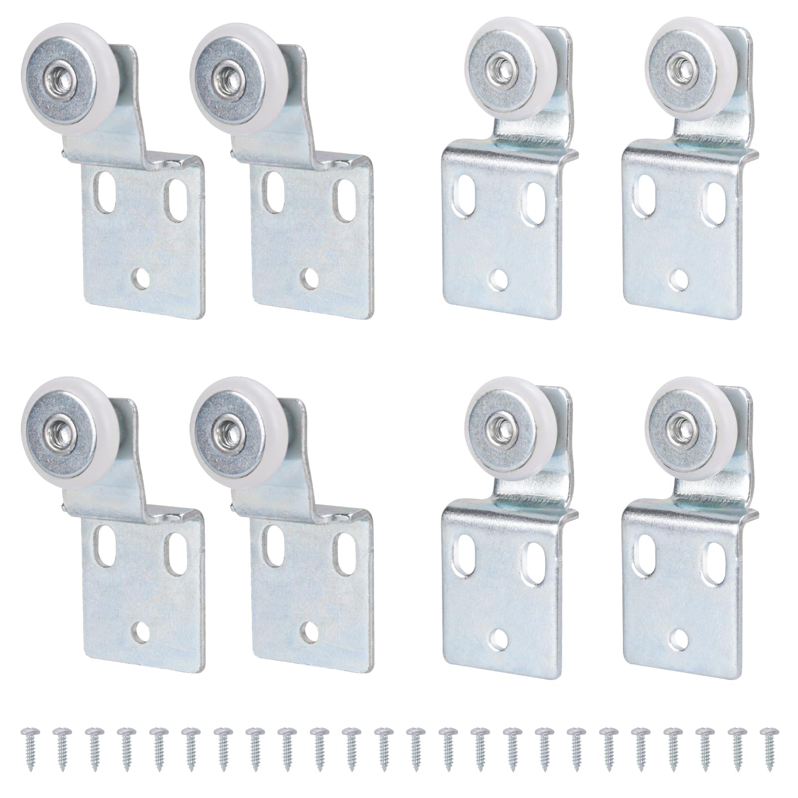 Photo 1 of 4 Pair Sliding Closet Door Roller Kit - Top Hung Door Replacement Hardware with 3/4 Inch Convex Wheels, Ball Bearing, Stamped Steel, 3/8" & 1/2" Offset Brackets