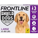 FRONTLINE Shield Flea &amp; Tick Treatment for Large Dogs 41-80 lbs. Count of 3 | Kills fleas, ticks &amp; chewing lice, repels mosquitoes, waterproof 24 hr, monthly application