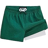 maamgic Boys Swim Trunks with Compression Liner Seersucker Swim Shorts Recycled Toddler Swimsuit
