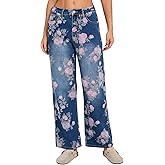 Kedera Straight Jeans for Women Embroidered Wide Leg Denim Pants Boyfriend Baggy Jeans
