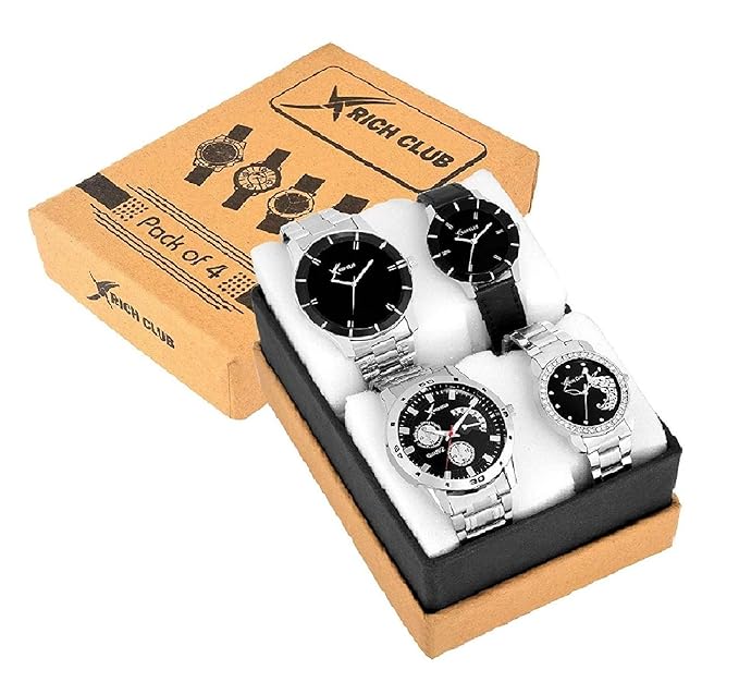 Analogue Multicolour Dial Men's and Women's Couple Watch - Combo of 4