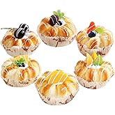 Joeabor Fake Cupcakes, Artificial Cupcakes for Display, Faux Cake Décor, Realistic Fake Artificial Food for Display, Fake Desserts Pastries for Decoration 6 Pack