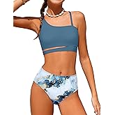 Queenstyle Girls Swimsuits Bikini Set Kids Cutout Bathing Suit Bikini Top Two Piece Girls' Swimwear