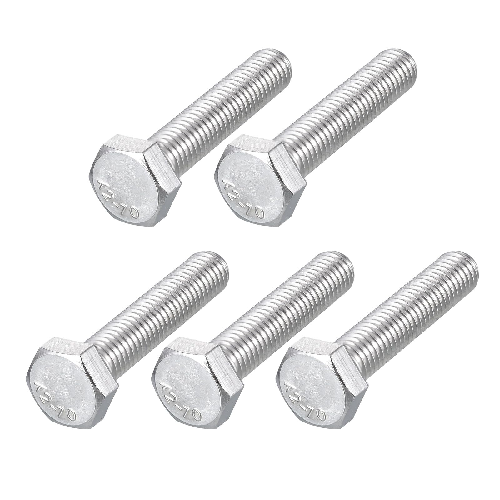METALLIXITY Hex Bolts (M8-1.25x40mm) 5Pcs, 304 Stainless Steel Coarse Fully Threaded Hex Head Screw Bolt Machine Screws - for Furniture Repair, Silver