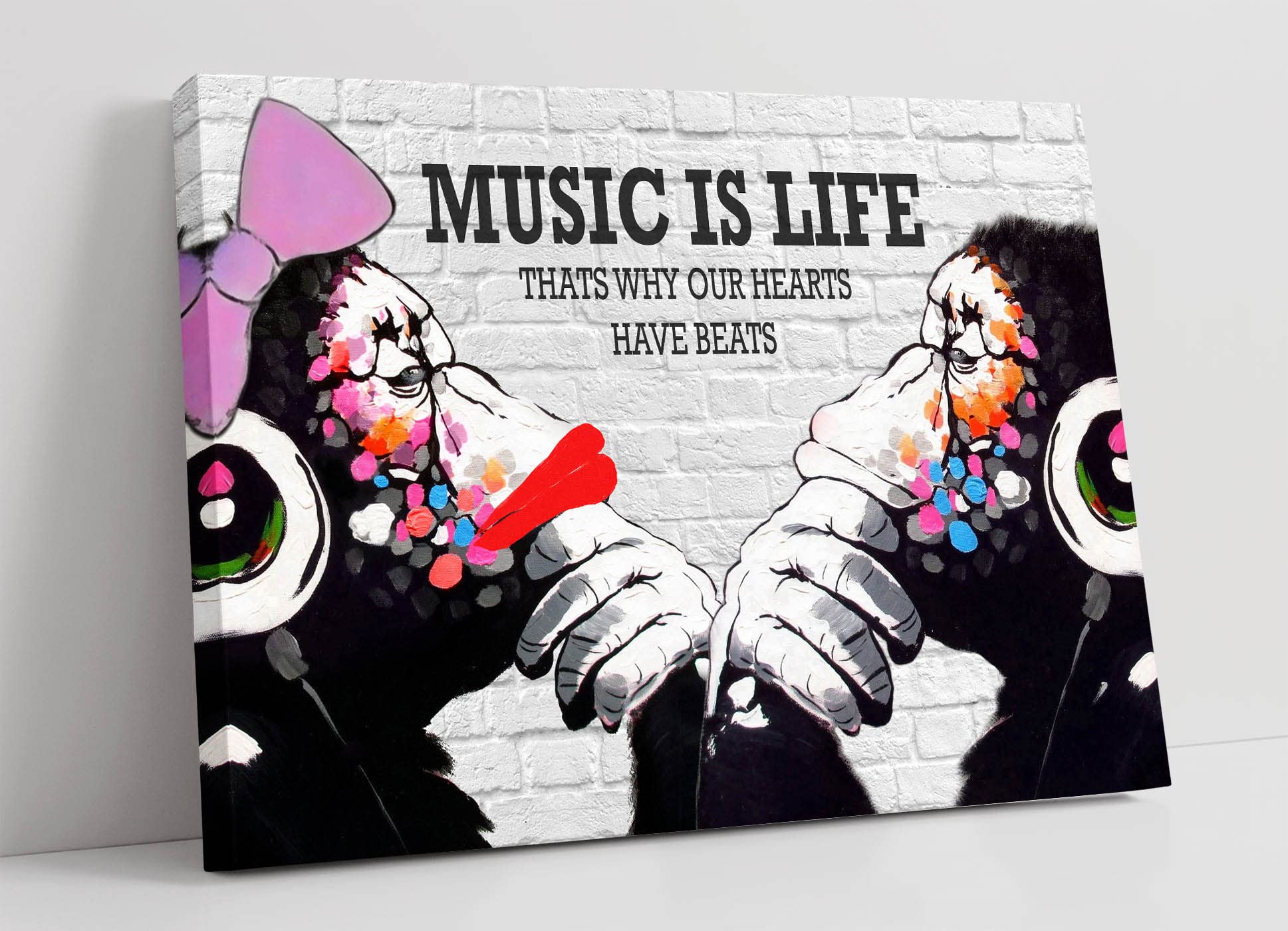 MONKEY DJ BANKSY MUSIC IS LIFE CANVAS STREET WALL ART PRINT ARTWORK GORILLA (18in x 12in / 45cm x 30cm)