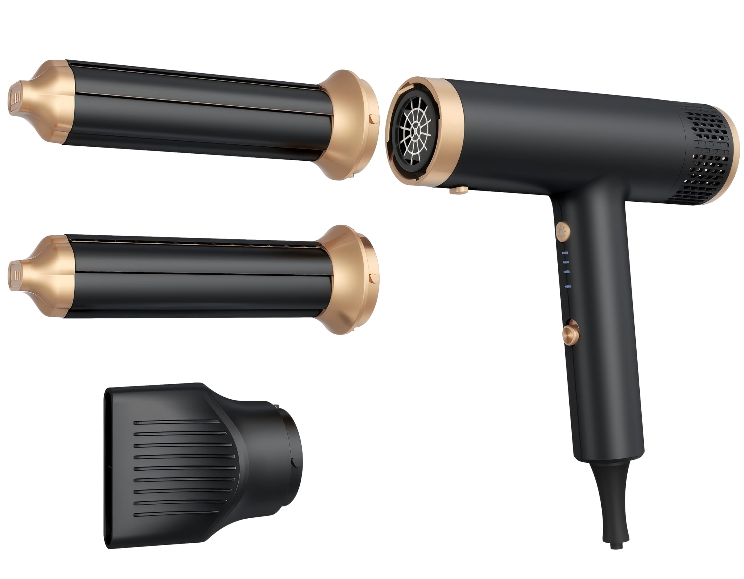 Photo 1 of Hair Dryer 3 in 1 Hot Air Styler, 2000 W Ionic Blow Dryer, Lightweight Compact Hairdryer for Travel, Long Barrel Airflow Auto Wrap Curler for Quick Styling, Fast Drying, Coolshot (Black)