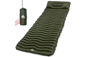 Unigear Ultralight Inflatable Sleeping Pad, Compact Air Camping Mat for Backpacking, Hiking and Traveling (Military Green Pad