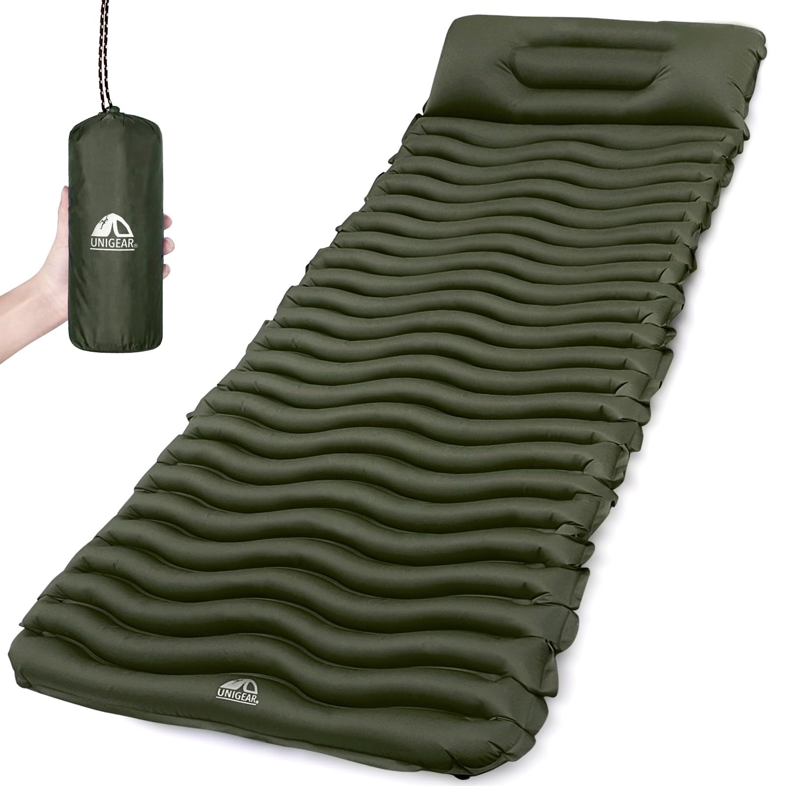 Unigear Ultralight Inflatable Sleeping Pad, Compact Air Camping Mat,Lightweight Camping Mattress for Backpacking, Hiking and Traveling, 187cm(L) x66cm(W) x5.5cm(H)