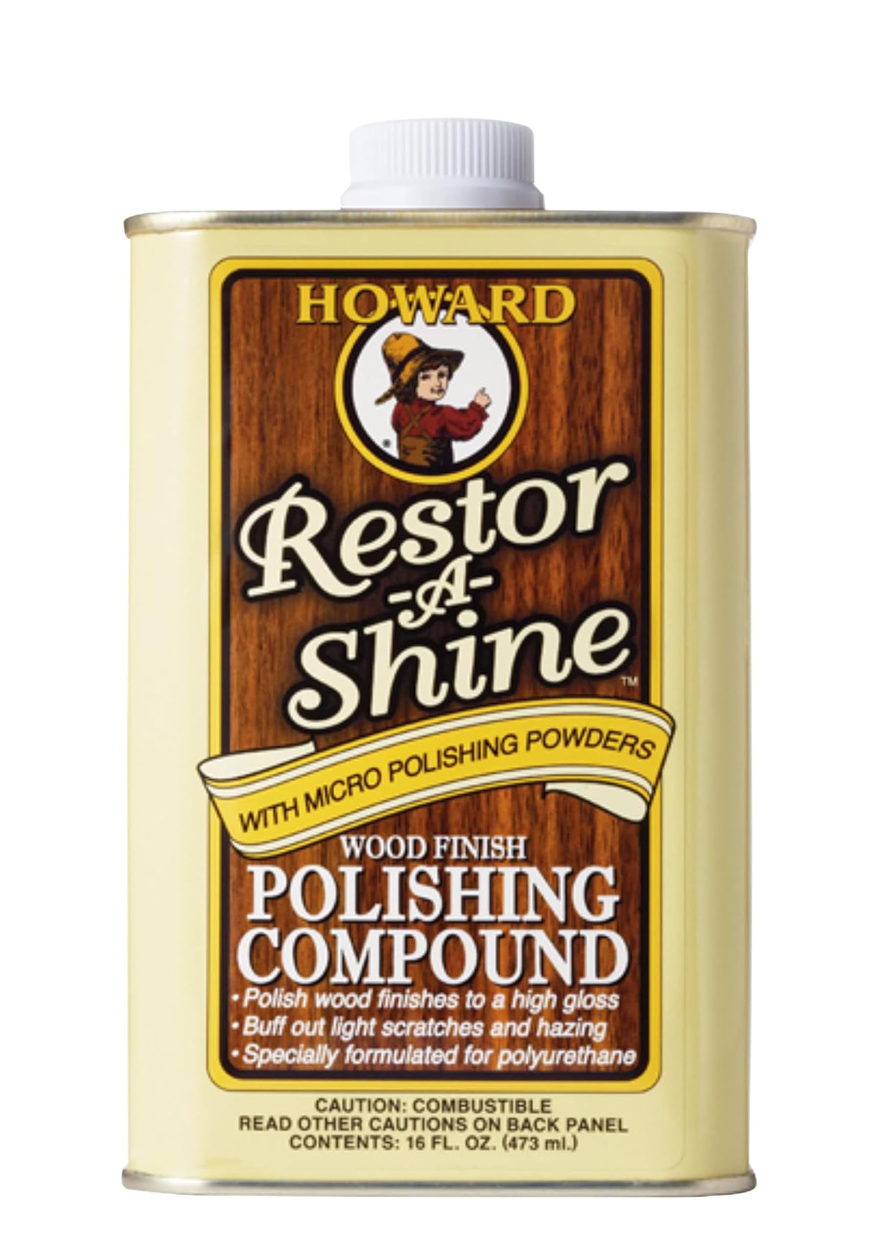 Photo 1 of Howard Products Hardwood Floor Polish - Restor-A-Shine Wood Polisher for Furniture, Polishing Compound, Polish Compound, 16 oz