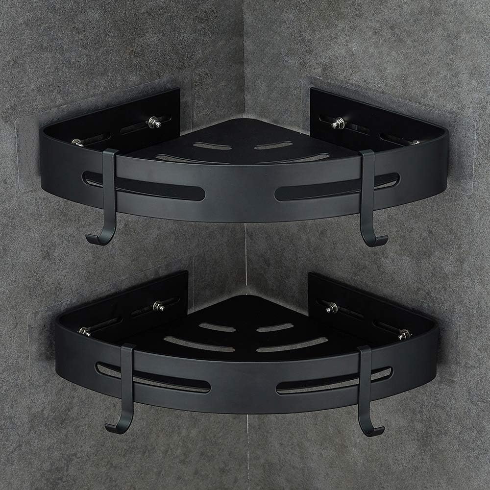 GERUIKE Black Shower Caddy Suction Shower Shelf No Drilling Adhesive