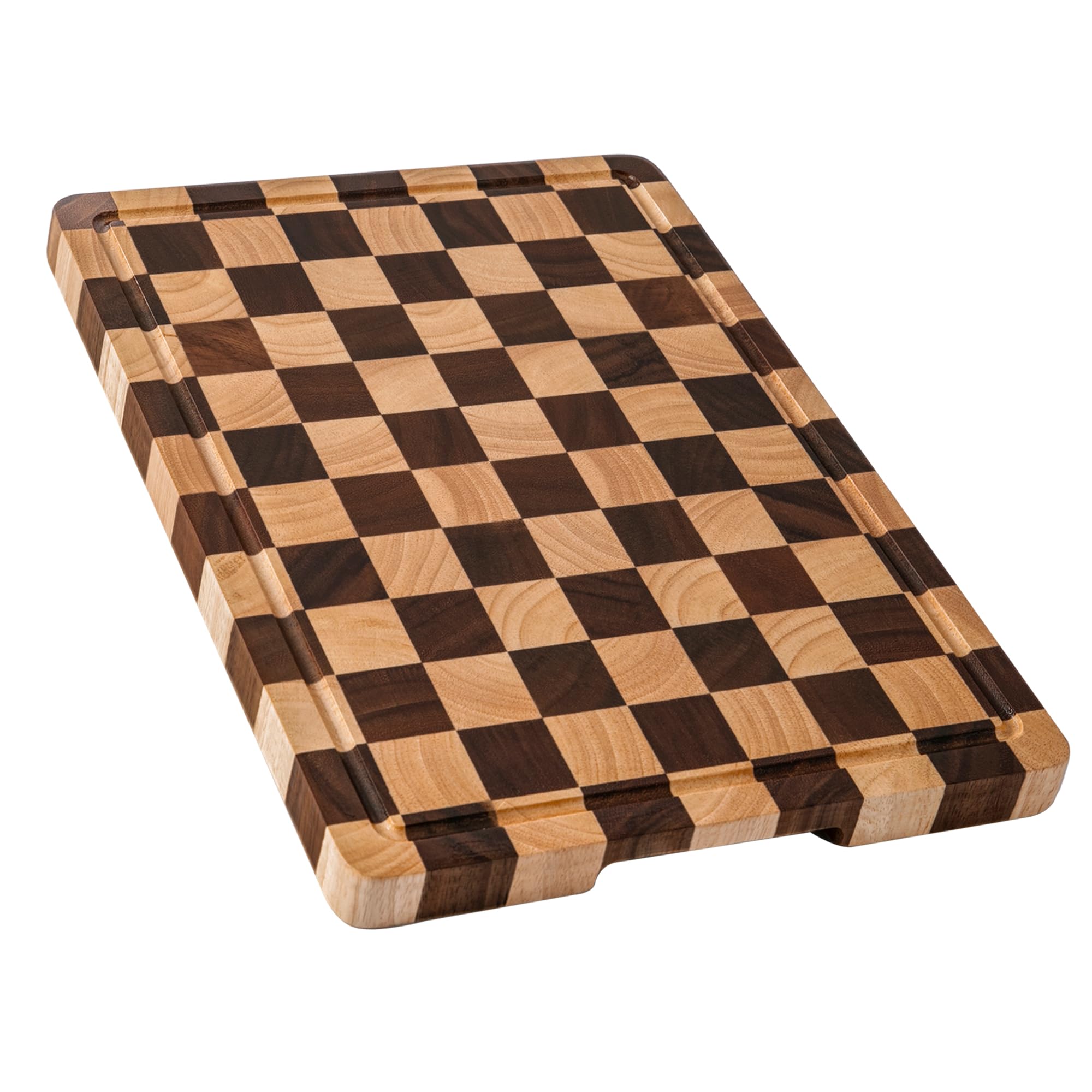 Photo 1 of THETCHRY Cutting Boards for Kitchen, Checkered Cutting Board Upgraded, Acacia Wood Chopping Board with Juice Grooves & Handles, Large Butcher Block Serving Tray with Gift Box, 16.5" x 11.6" x 0.8"