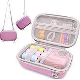 PLEAVEE Instant Print Film Camera Case for Kid Cameras & Digital Video Camera, Hard Storage Holder Organizer Bag Compatible with ESOXOFFORE/Dylanto/Anchioo/MINIBEAR and More (Pink)