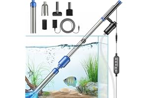 bedee Electric Aquarium Vacuum Gravel Cleaner, Fish Tank Gravel Cleaner, 24W Automatic Aquarium Vacuum Cleaner Kit for Water Change Wash Sand with Adjustable Water Flow, 3-Grade Control, Timed Off