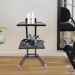 CNCEST 2-Tier Metal Rolling Cart, Foldable Salon