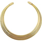 Touchstone Chunky Choker Collar Gold Silver Necklaces for Woman Statement Thick Dainty Goddess Necklace Women Torque Brass Wire Trendy Costume Open Neck Cuff Fashion Jewelry Accessories