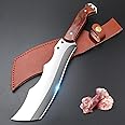 VARLEA Meat Cleaver Heavy Duty Butcher Full Tang Knife with Sheath,Chef's Knives,Vegetable Cleaver Knife Chopper,Machete for Kitchen Outdoor Camping BBQ(7.1)