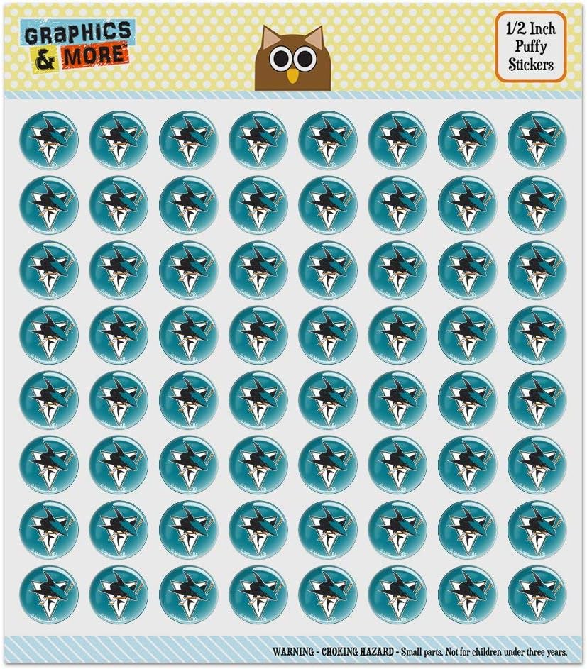 NHL San Jose Sharks Logo Puffy Bubble Dome Scrapbooking Crafting Sticker Set