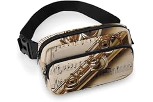Flute Music Fanny Pack with Multiple Pockets, Personalized Waist Bag with Zipper, Multifunctional Bum Bags for Travel, Belt B