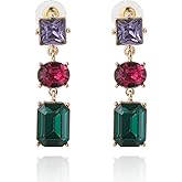 BCBGeneration Multicolored Crystal Drop Earrings for Women, Gold-Tone Dangle Earrings