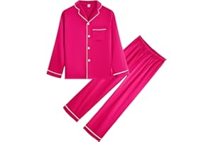 OEIU Kid Silky Satin Pajamas Set for Girls Boys pj Set Sleepwear Button-up Lounge Sets Nightwear