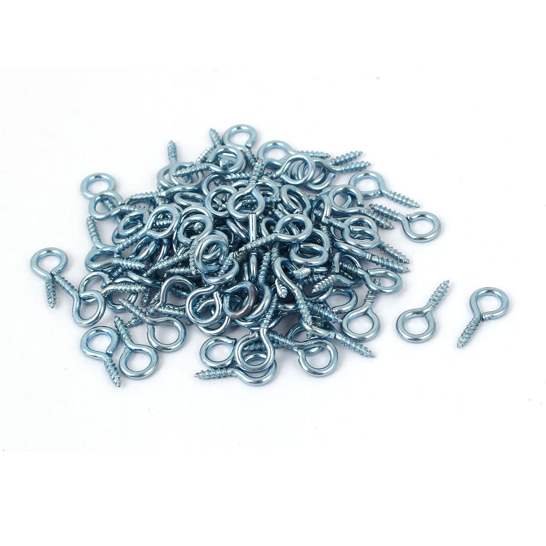 Sourcingmap 0.07"x0.55" Screw Eye Hooks Self Tapping Screws Screw-in Hanger Eye-Shape Hooks Silvery 100pcs