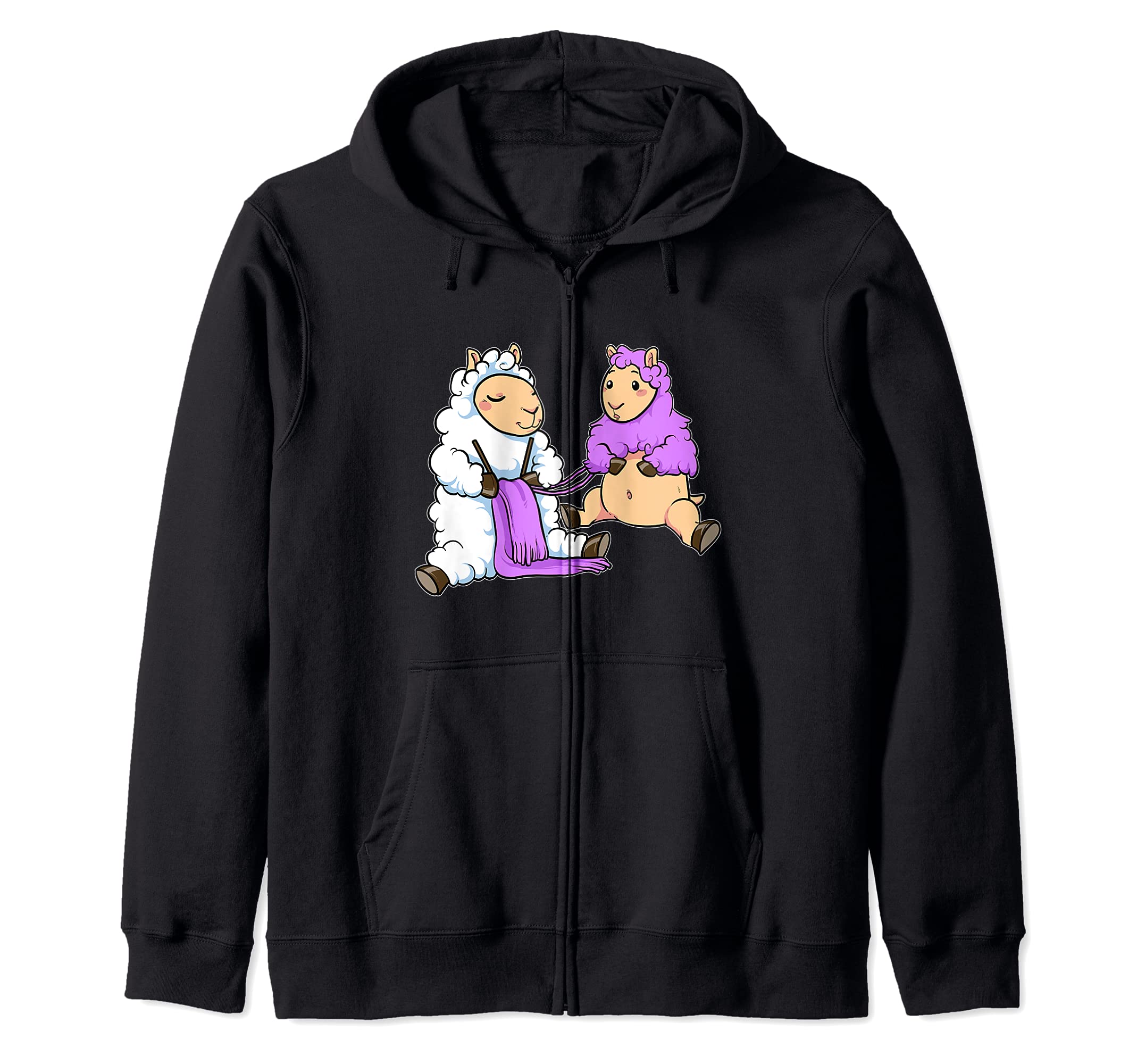 Funny Llama Alpaca Knit Sheep Wool Knitting Lama Guanaco Sew Zip Hoodie