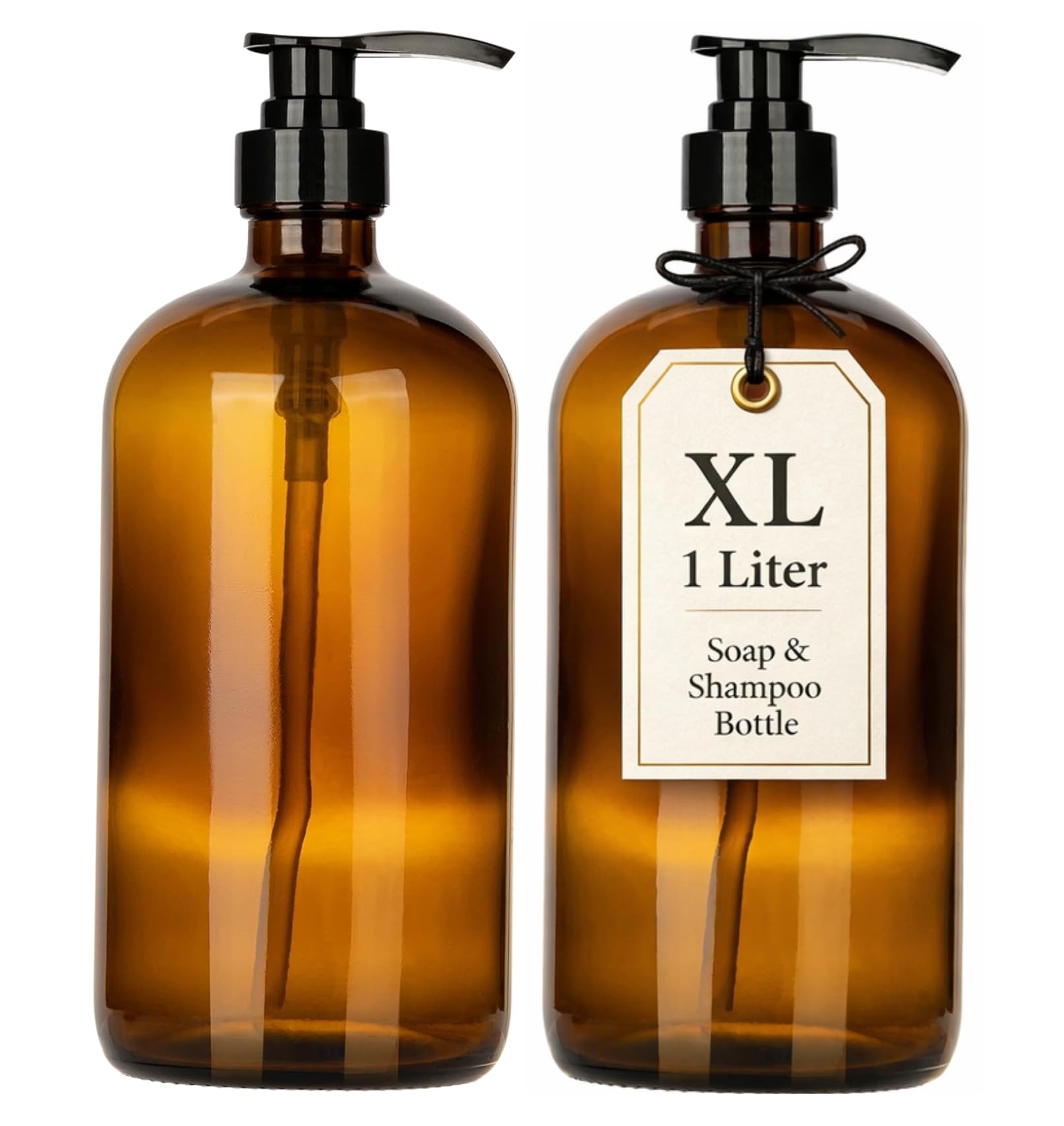 Photo 1 of 32 Ounce Glass Shampoo and Conditioner Dispenser Bottle with Pump, Shower - 1 Liter Body Wash Dispenser for Shower- by Kitchentoolz