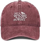 Just Girl Who Loves Horse Hat Baseball Cap for Women Adjustable Trendy Hats Cotton