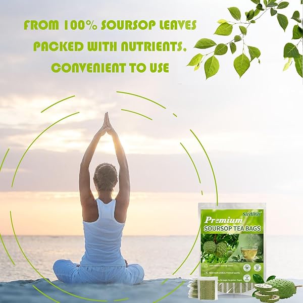 PREMIUM SOURSOP GRAVIOLA LEAF TEA BAGS – SOURSOP TEA, HOJAS DE GUANÁBANA, 100% NATURAL AND PURE, HANDMADE,BOOSTS IMMUNITY, NO SUGAR, NO CAFFEINE (1)