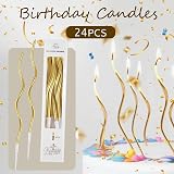 SUHAI 24 Pcs Gold Spiral Birthday Candles 6in with Holders Party Decor view 4