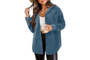ZOLUCKY Womens Shackets Jacket Plus Size Long Sleeve Button Down Shirts Blouses Tops