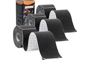 ANAMPION Kinesiology Tape Pro Athletic Sports (3 Rolls,60 Precut Strips) Waterproof Breathable Latex Free Tape for Ankle Wrists Knees Elastic Running Tennis Swimming Football Sports Activities Tapes (Black)