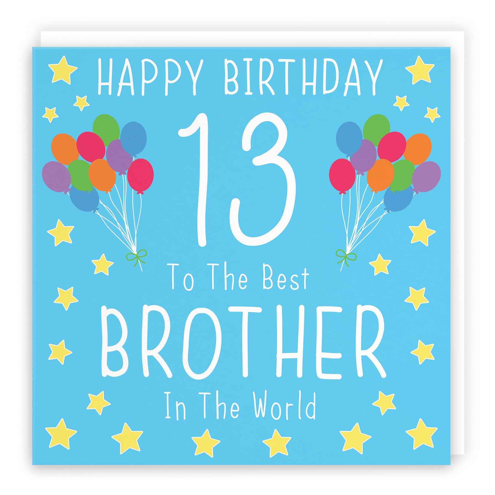 Hunts England - Large Brother 13th Birthday Card - Large Size - Happy Birthday - 13 - To The Best Brother In The World - Iconic Collection - Large - 210 x 210 mm - Age 13