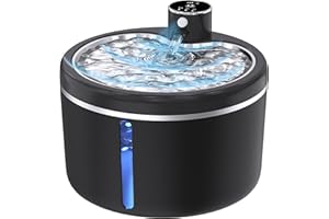 JAOJCOE Cat Water Fountain Cordless, 108oz/3L Pet Fountains for Cats Indoor with Stainless Steel Tray, Battery Operated Cat Drinking Fountain with Motion Sensor, Ultra Quiet Pump with 2 Filters (Black)