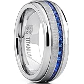 Metal Masters Men's Eternity Titanium Wedding Band Engagement Ring Brushed Finish