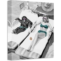 Amazon.com: Vintage Art Poster Monkey and Sexy Girl Sunbathing ...