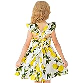 NNJXD Floral Girl Printed Dress Ruffles Sleeve Tie Back Summer Casual Sundress Toddler Kids Clothes