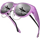 URUMQI Sunglasses Over Glasses Women, Polarized UV400 Protection Fit Over Glasses Sunglasses for Women Round Cat Eye