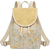Goodhan Vintage Embroidered Backpack Purses for Women - Boho Shoulder Bag for Travel,Ethnic Floral Mini Back Pack,Lightweight Handbags for Daily Use (Yellow)
