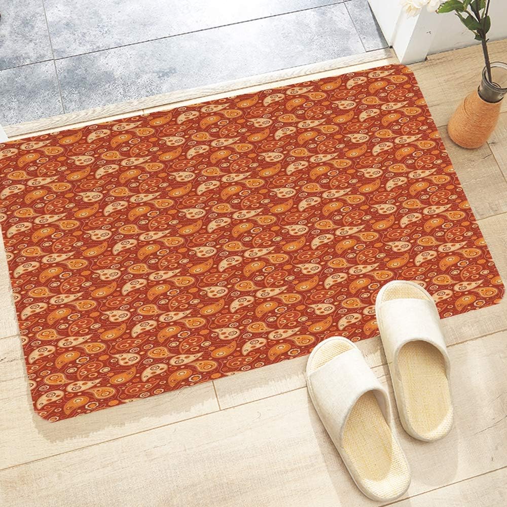 Badematte Herbst Blätter Muster | Rutschfest & Saugfähig | Waschbar 40x60cm | Für Bad & Dusche